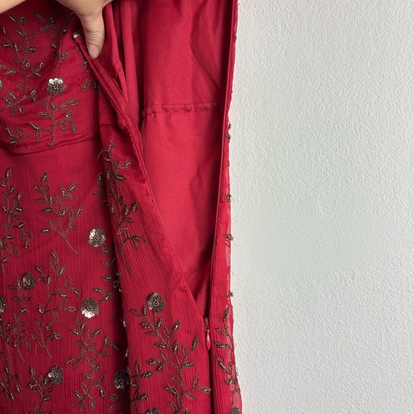 Vintage Express silk slip dress beaded Jrs size 9, approx a small - Picture 7 of 16